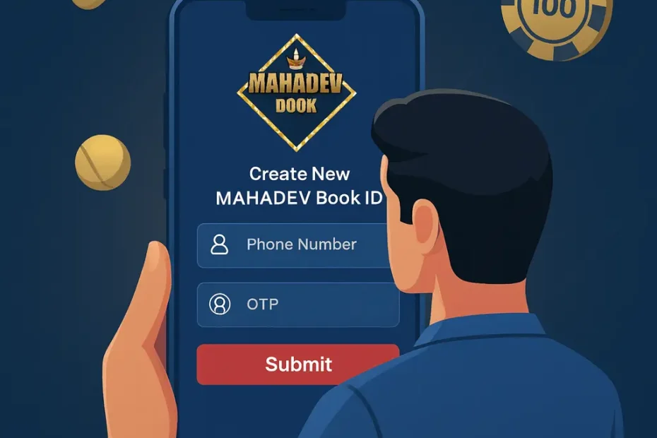 Mahadev Book New ID registration screen showing fast signup and OTP verification process on mobile